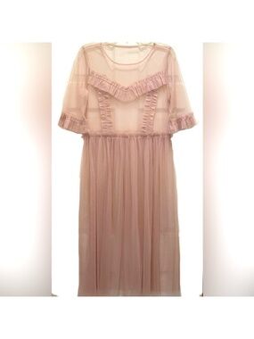 Sheer Ruffle midi Dress